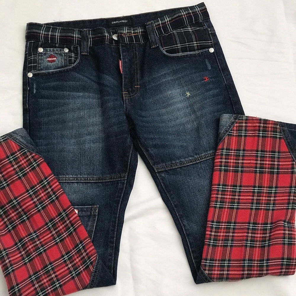 DSquared Plaid & Denim Jeans